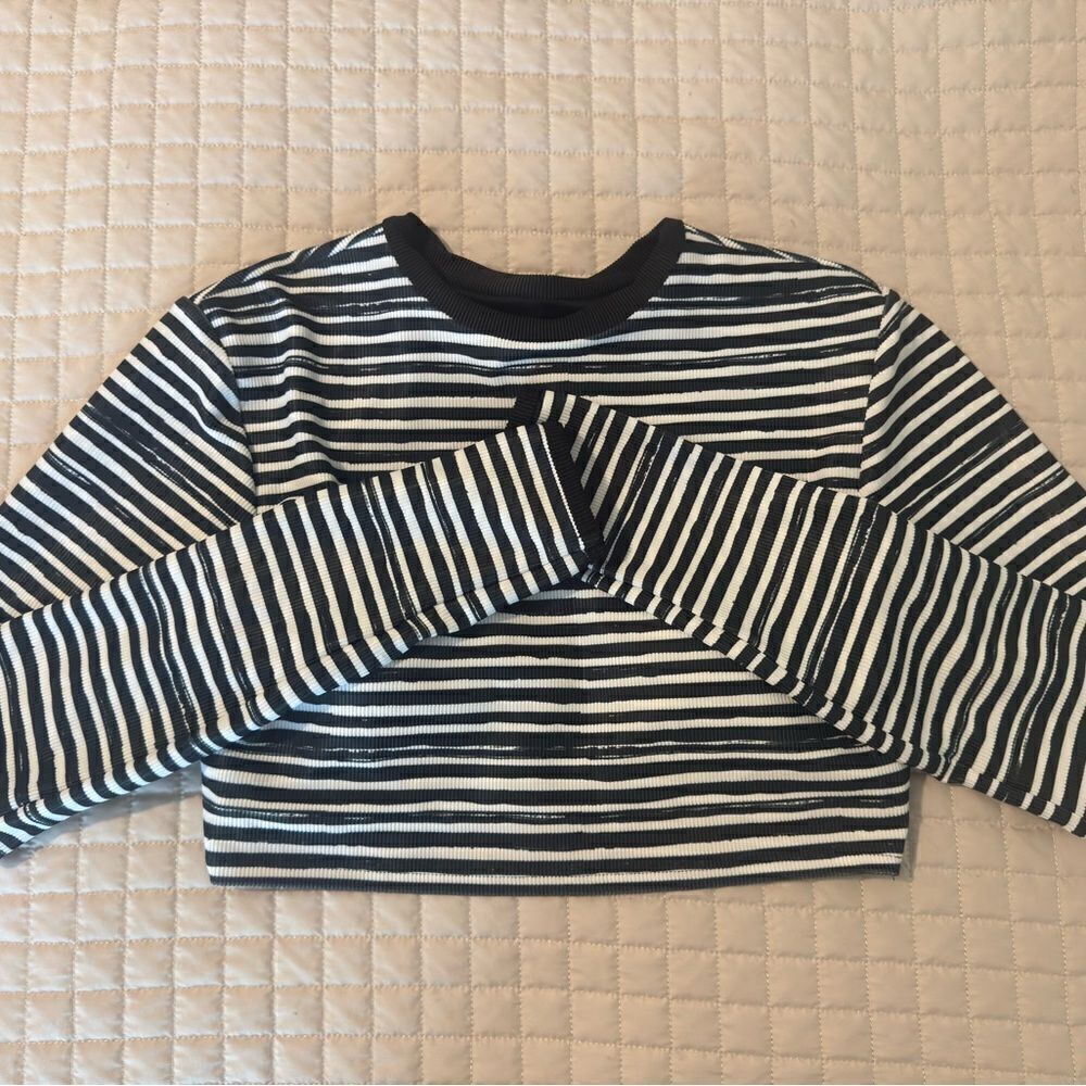 LainSnow Black and White Striped Rash Shirt